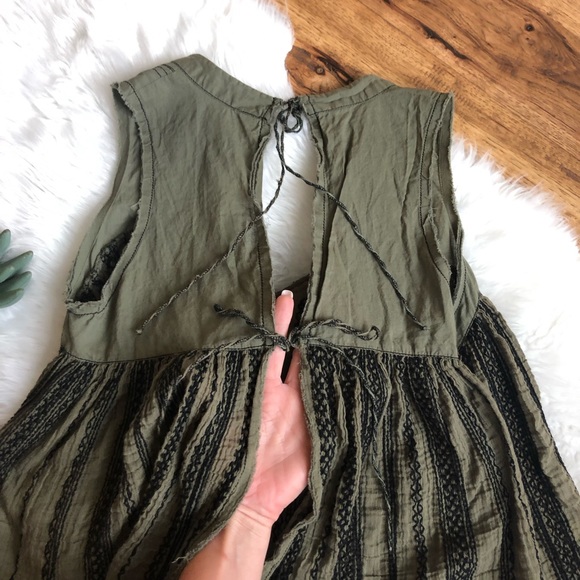 Green FREE PEOPLE Embroidered Swing Tank Top - Picture 5 of 5
